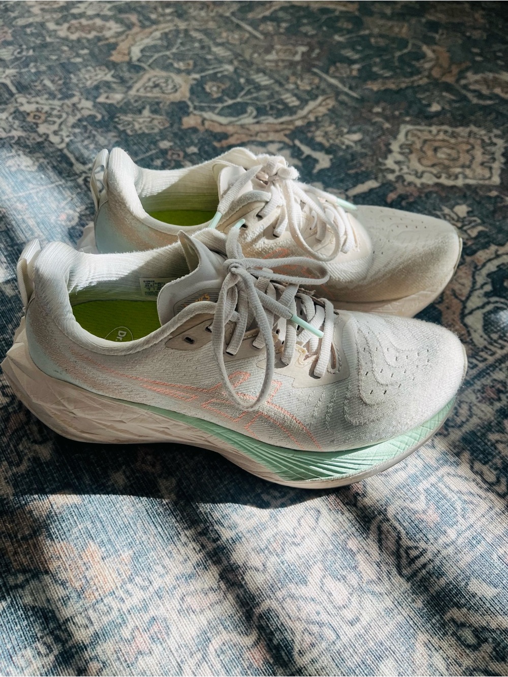 Asics Novablast 4 Light Gray Women's Running Shoes with Mint Accents